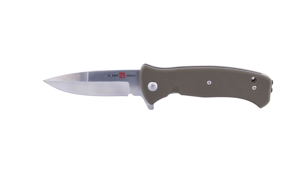 USED Al Mar Knives Mini S.E.R.E. 2020 OD Green Series Folding Knife,Spring Assist, 8Cr, 3 in, Traditional, OD Green, AMK2208, EDEMO1