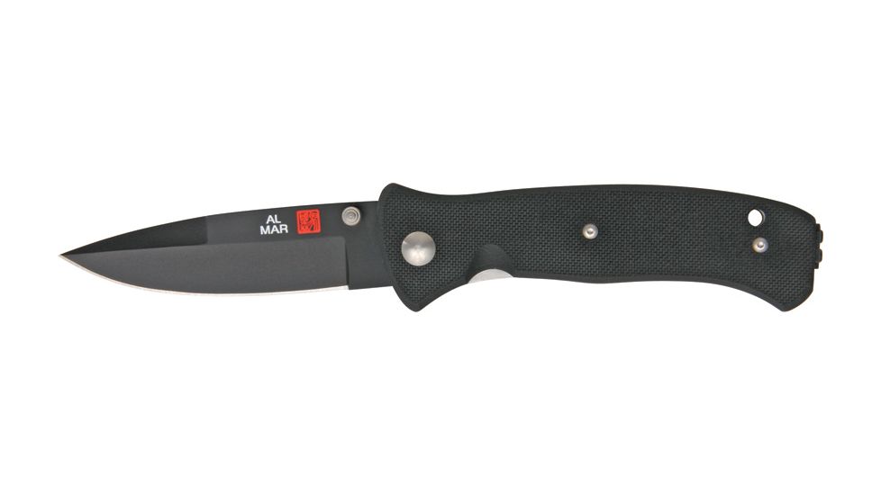 Al Mar Knives Mini Sere 2000 Fold Knife, Black Blade, Black Handle AMMS2KB