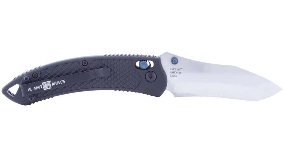 Al Mar Knives Payara Axis Lock Folding Knife, 4.5in Closed, 3.25in Satin Stainless Steel Blade, Black Textured ABS Handle, AMK4131