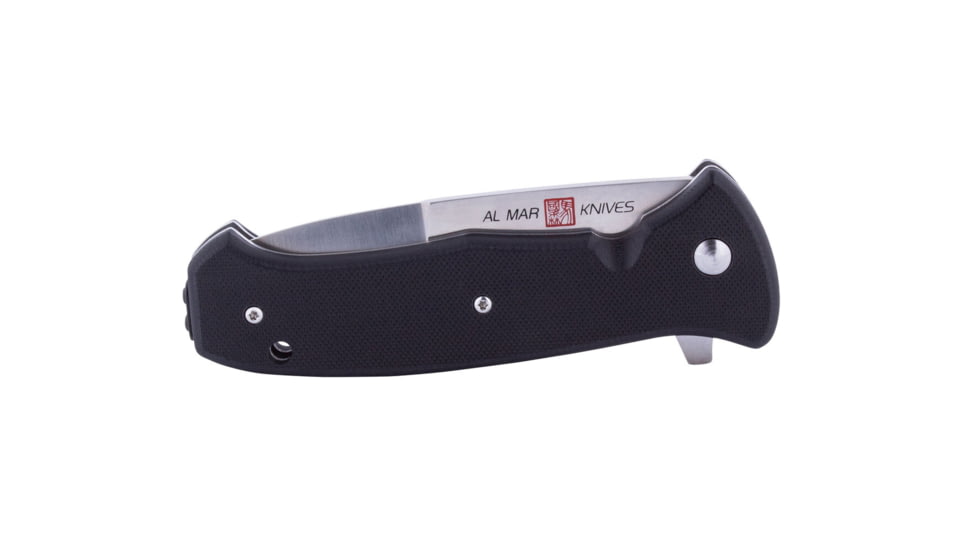 Al Mar Knives S.E.R.E. 2020 G Series Folding Knife, Liner Lock Spring Assist, D2, 58HRC, Satin, 3.6 in, Traditional, G10, Black, AMK2202