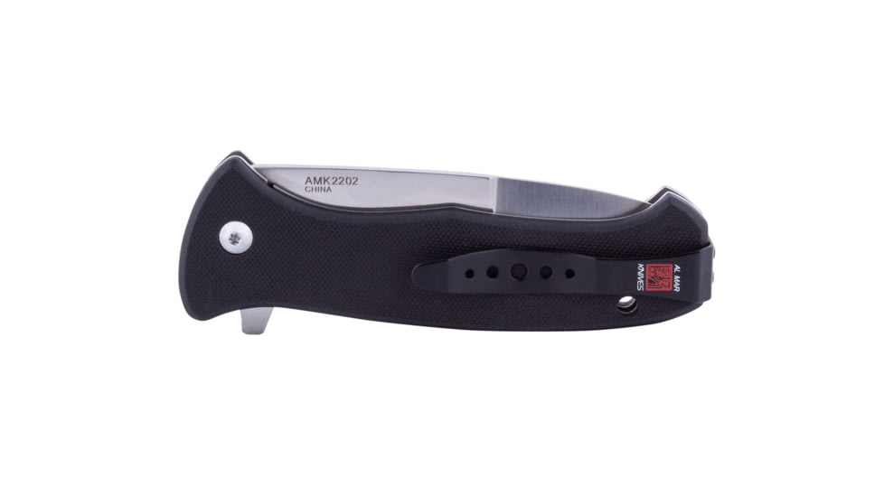 Al Mar Knives S.E.R.E. 2020 G Series Folding Knife, Liner Lock Spring Assist, D2, 58HRC, Satin, 3.6 in, Traditional, G10, Black, AMK2202