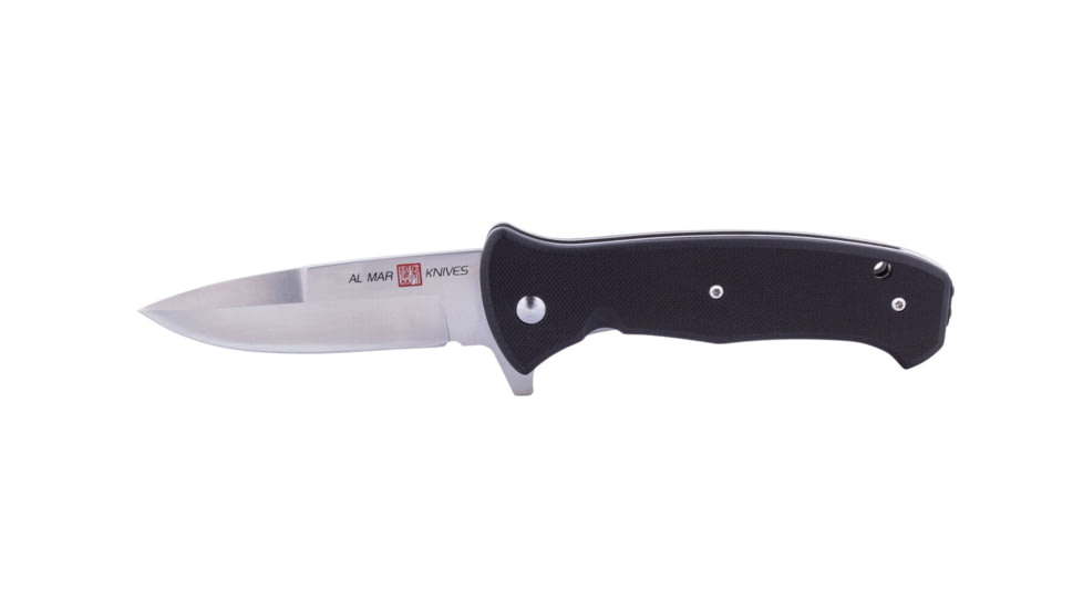 Al Mar Knives S.E.R.E. 2020 G Series Folding Knife, Liner Lock Spring Assist, D2, 58HRC, Satin, 3.6 in, Traditional, G10, Black, AMK2202