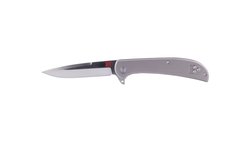 Al Mar Knives Ultralight Titanium Series Folding Knife, Hawk, Frame Lock, D2, 58HRC, Satin, 2.5 in, Traditional, TC4 Handle, Silver, AMK4112