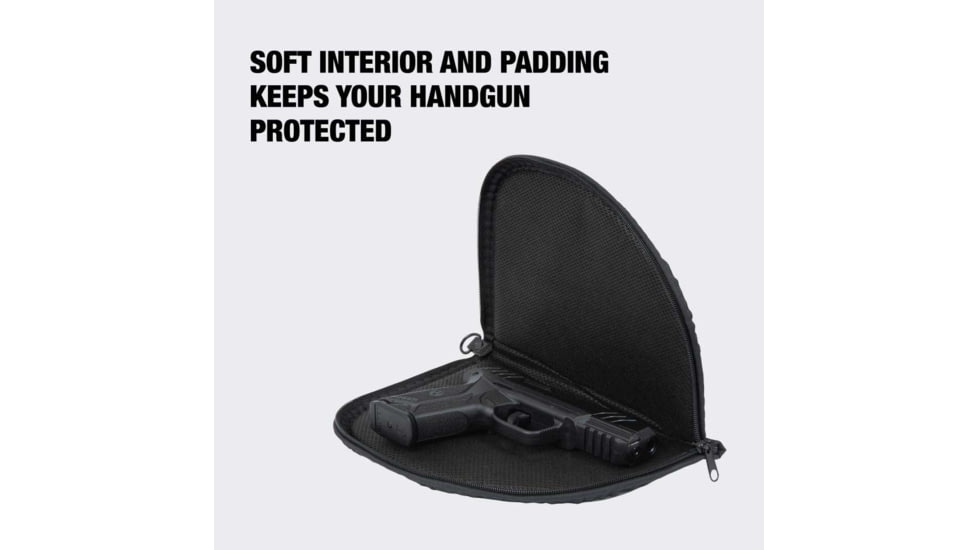 Allen Ruger Compact Polyester Pistol Case w/Lockable Zipper and D-ring, Compact Size, 8in Length, Screen-Printed, Soft Lining, Gray, 27451