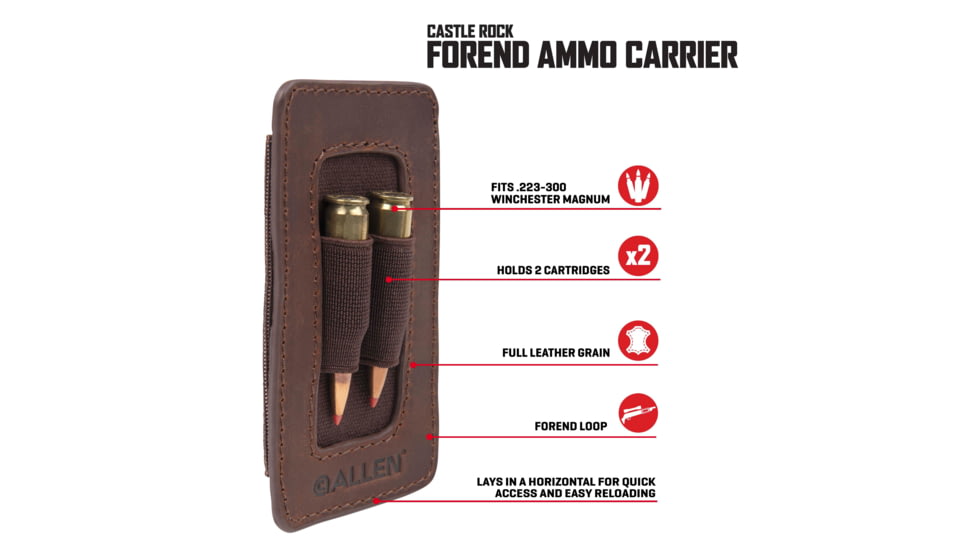 Allen Castle Rock Forend Leather Ammo Carrier, Brown, 8515