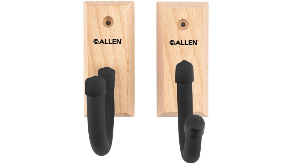 Allen Defender Hooks w/Wooden Mounting Plaque, Black, Wood/Steel, 5654