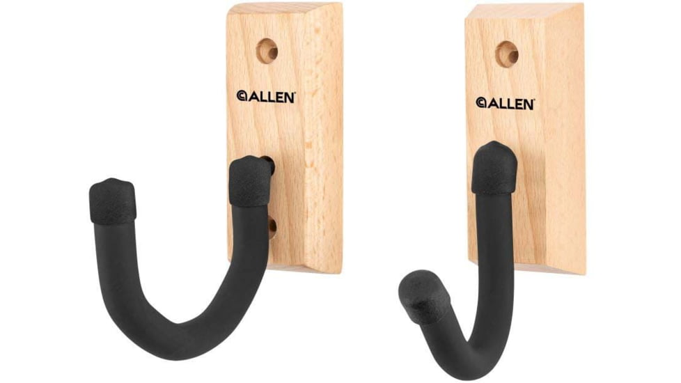 Allen Defender Hooks w/Wooden Mounting Plaque, Black, Wood/Steel, 5654