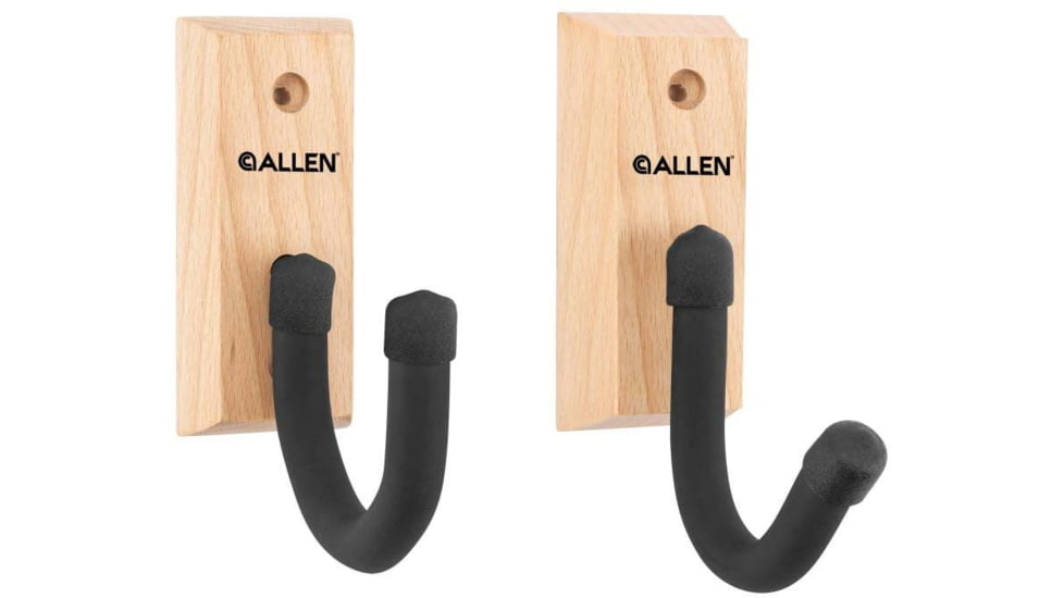 Allen Defender Hooks w/Wooden Mounting Plaque, Black, Wood/Steel, 5654
