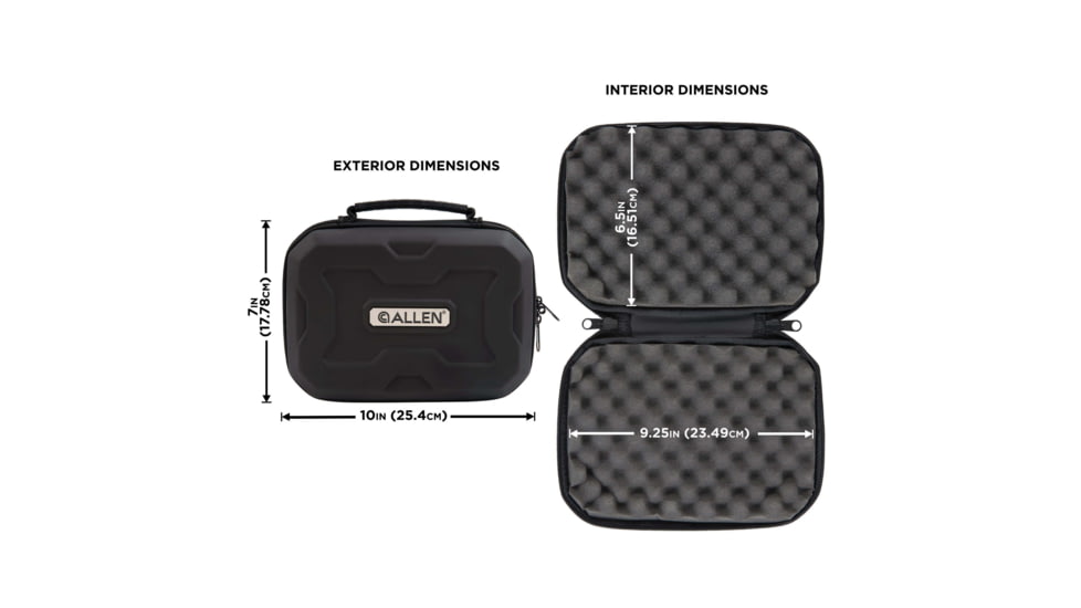 Allen EXO Molded Handgun Case, Black, 9in, 82-9
