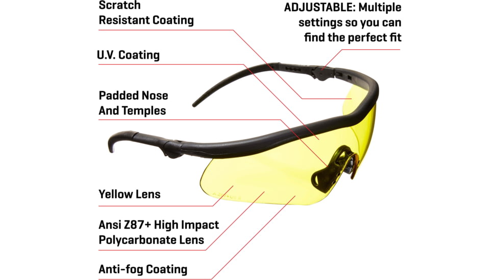 Allen Guardian Shooting Safety Glasses, Black Frame, Yellow Lenses, One Size, 2379