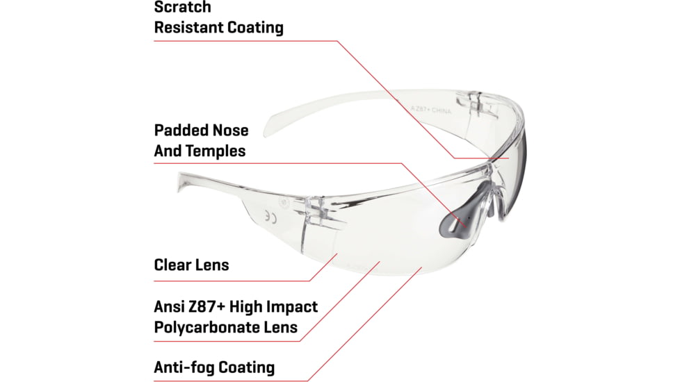 Allen Protector Shooting Safety Glasses, Clear Frame, Clear Lenses, One Size, 2385