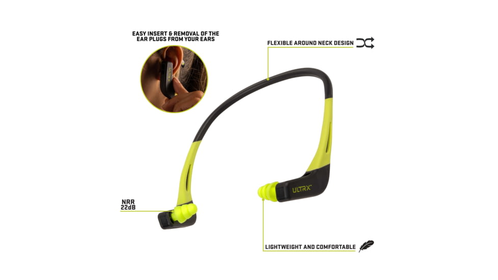 Allen ULTRX Wave Banded Ear Plugs, Gray/Yellow, 4102