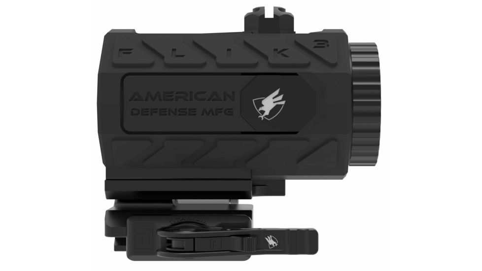 American Defense Manufacturing Flik3 Fixed Power 3X Magnifier w/ ADM Transition Mount and Titanium Lever, Black, Medium, FLIK-3X