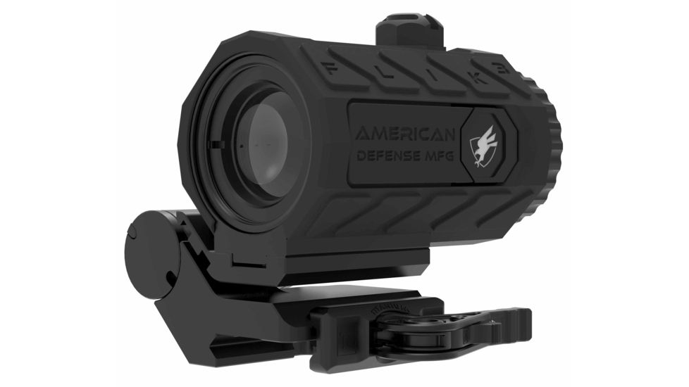 American Defense Manufacturing Flik3 Fixed Power 3X Magnifier w/ ADM Transition Mount and Titanium Lever, Black, Medium, FLIK-3X