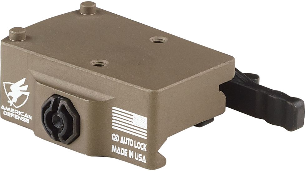 American Defense Manufacturing Trijicon RMR Mount w/ iron sight co-witness, Right hand lever, Flat Dark Earth, AD-RMR-RH STD FDE-TL