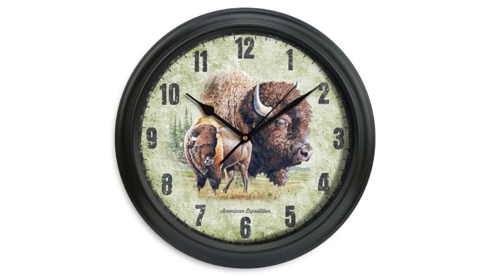 American Expedition 11.5in Diameter Clock, Bison 4011972