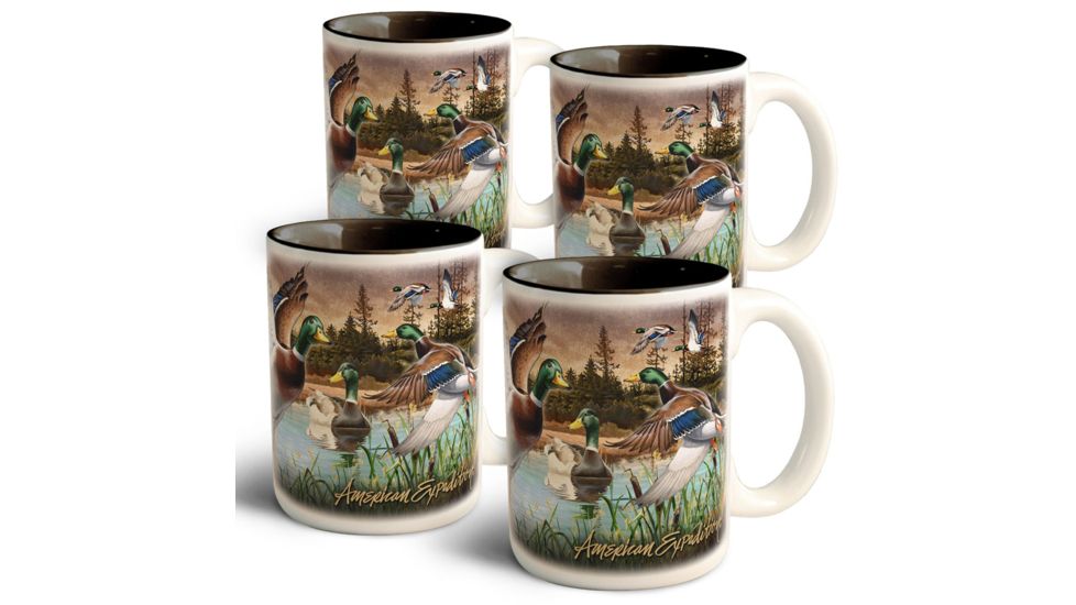 American Expedition Collage Coffee Mugs, Set of 4, Mallard 4012078