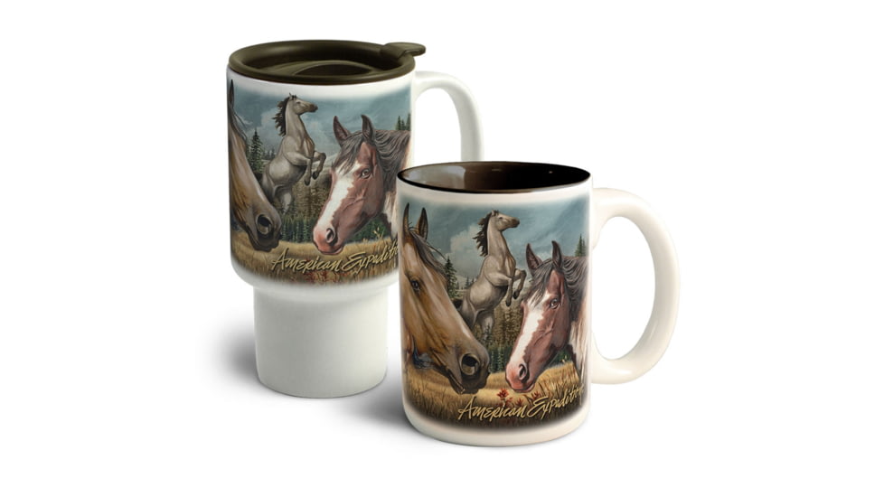 American Expedition Home and Away Stoneware Mug Set, Mustang Collage 4012100