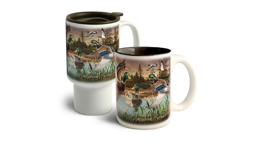 American Expedition Home and Away Stoneware Mug Set, Duck Collage 4012102