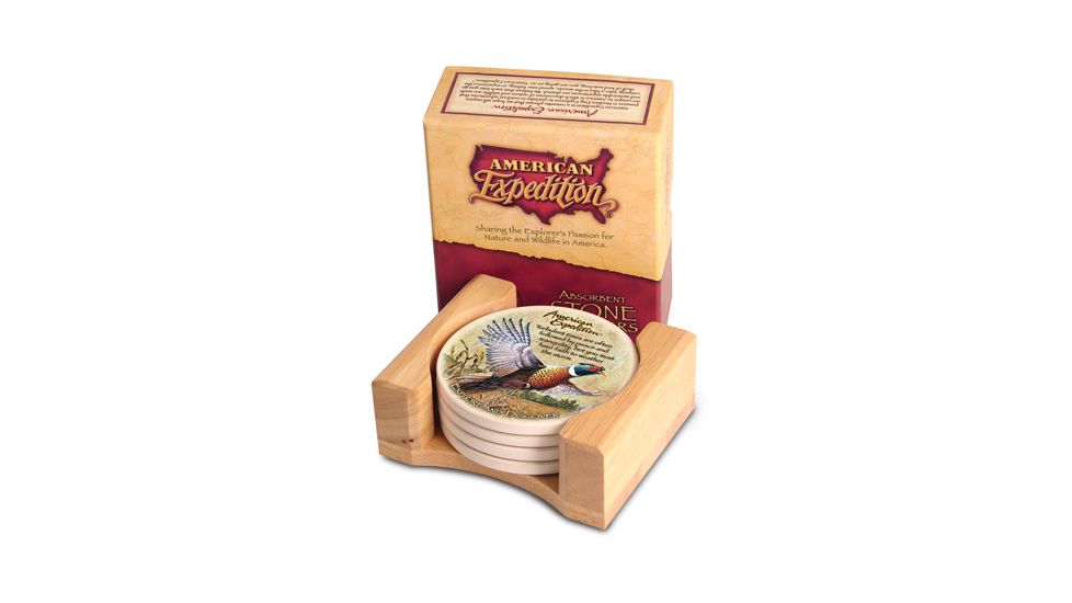 American Expedition Set of 4 Stone Coaster, Pheasant 08415