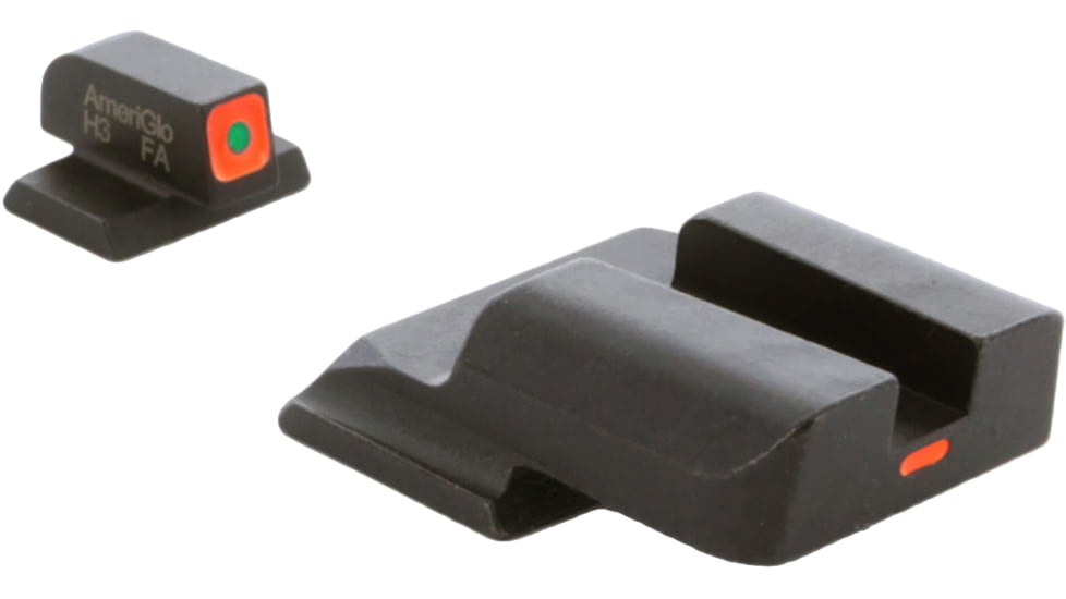 AmeriGlo CAP Sight Set for SmithWesson M&amp;P Shield w/Front Green Tritium Orange Square Outline/ Rear Orange Line Non Trit, SW-620