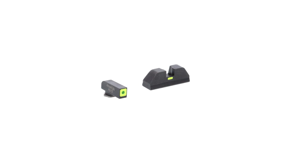 AmeriGlo Glock Gen 5 Cap Tritium Pistol Sight Sets, Green Tritium Lamp LumiGreen Square Outline FRONT, LumiGreen Line non Tritium REAR, GL-5614