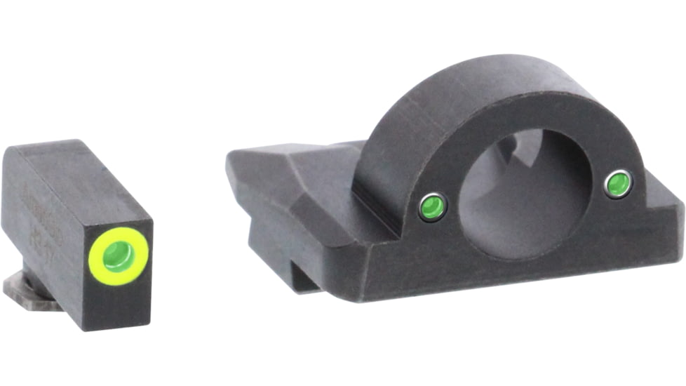 AmeriGlo Glock Ghost Ring Tritium Pistol Sights, Green Tritium Lamp, LimeGreen Outline FRONT, 2 Green Tritium Mini Lamps REAR, GL-325