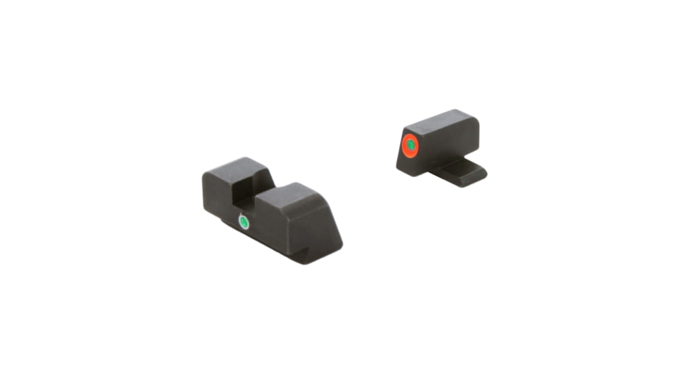 AmeriGlo I-Dot Sight set for FN High Power, Green Front with Orange Outline, Green Rear, Matte Finish, Black, FN-201