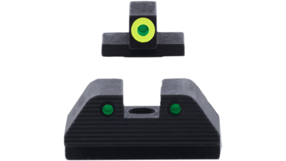 AmeriGlo Smith &amp; Wesson Trooper Night Sight, Green Tritium LumiGreen Outline FRONT, Green Tritium Black Outline Serrated SQ REAR, Smith &amp; Wesson, SW-820