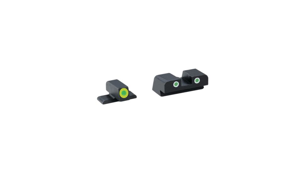 Ameriglo Tritium Front/Rear Combo Sights Green Dot White Outline Rear And Green Dot LumiLime Outline Front For Springfield XD/XDM/XDS