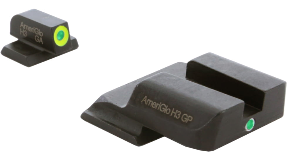 AmeriGlo Tritium i-Dot Night Sight Set All MP except Shield, Green ProGlo LimeLumi Front, Green Square Notch Rear SW-301