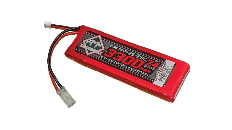 7.4v 3300mah 2S 20C Mini LIPO Battery, Red/Black