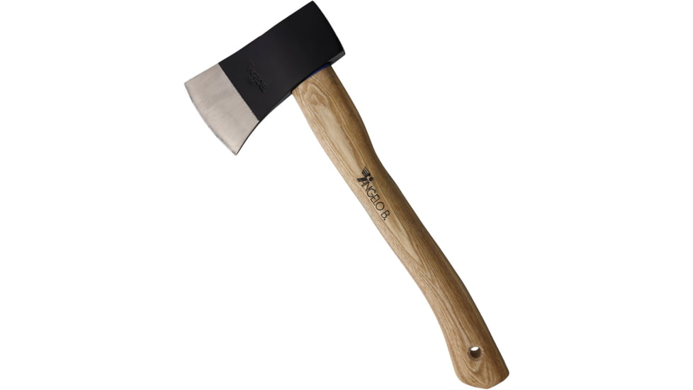 Angelo B 700g German Style Axe, 5.5in C45 Steel Axe Head w/3in Cutting Edge, Hickory Handle, 700g Axe Head, 11.04.11-BLACK-HEAD