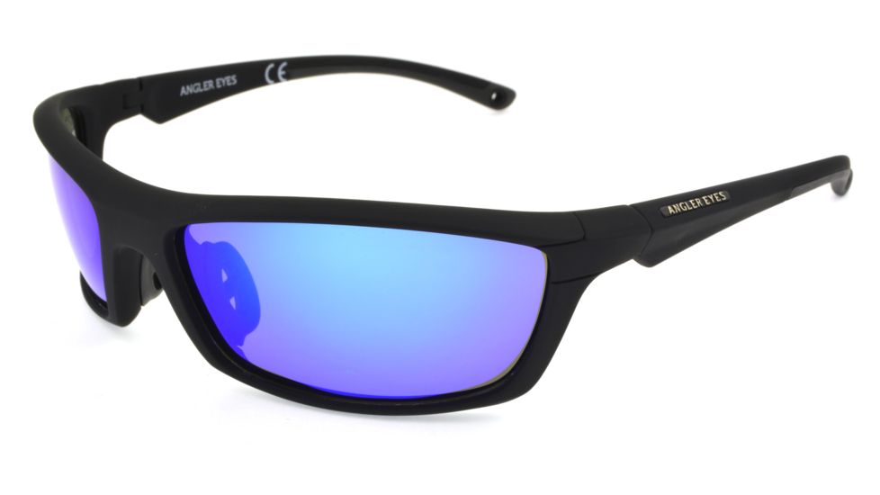 Angler Eyes Croaker Sunglasses, Matte Black Frame, Smoke Polarized with Blue Mirror Flash Lens, Polarized, 10222143.FGX