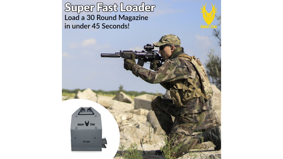 Angry Stag EZ load AR15 Universal 223/5.56 Magazine loader, Grey, AG-15ARLDR