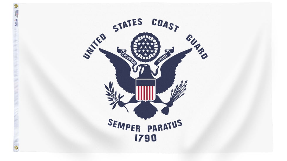Annin Flags US Coast Guard Nylon Flag, White/Navy Blue/Red, 3ft x 5ft, 439040R