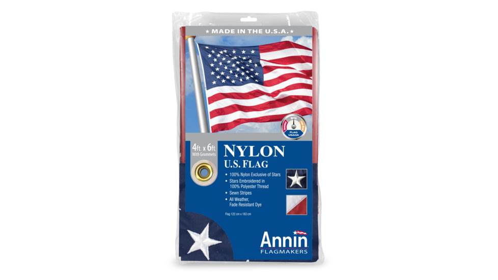 Annin Flags US Nylon Flag, Red/White/Blue, 4ft x 6ft, 002215R