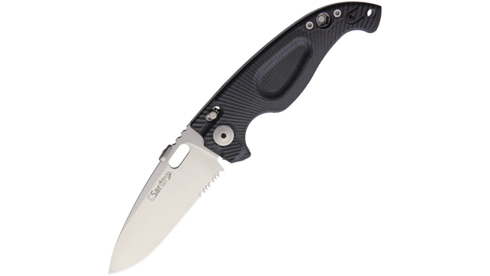 Antonini SOS RESeT Nautical Bolt Lock Folding Knife, 4.75in Closed, 3.63in Satin Partially Serrated 440A SS Blade, Black Sculpted G10 Handle, Thumb Pull, Thumb Disk, Pocket Clip, Black, C-SAR N/L