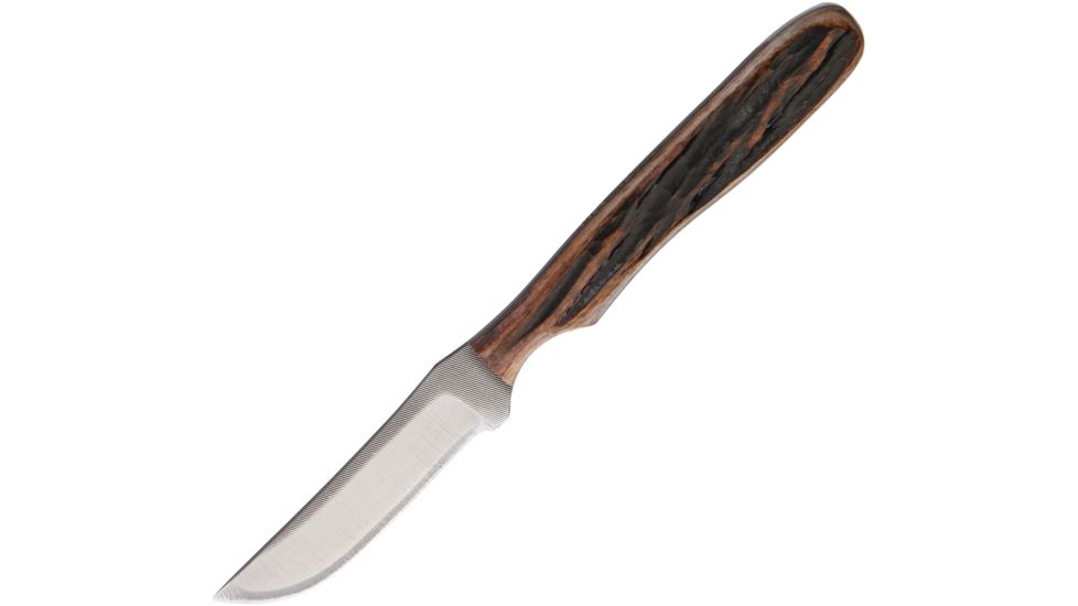 Anza 5.375 Inch Fixed Blade Knife, Amber Bone, Top Grain Cowhide Belt Sheath AZF1AJB