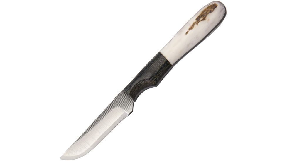 Anza 5.375 Inch Fixed Blade Knife, Elk And Micarta, Leather Belt Sheath AZF1E