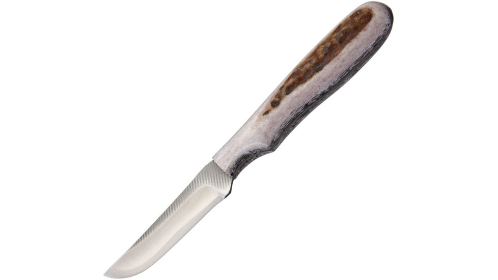 Anza 5.375 Inch Fixed Blade Knife, Elk, Leather Belt Sheath AZF1FE