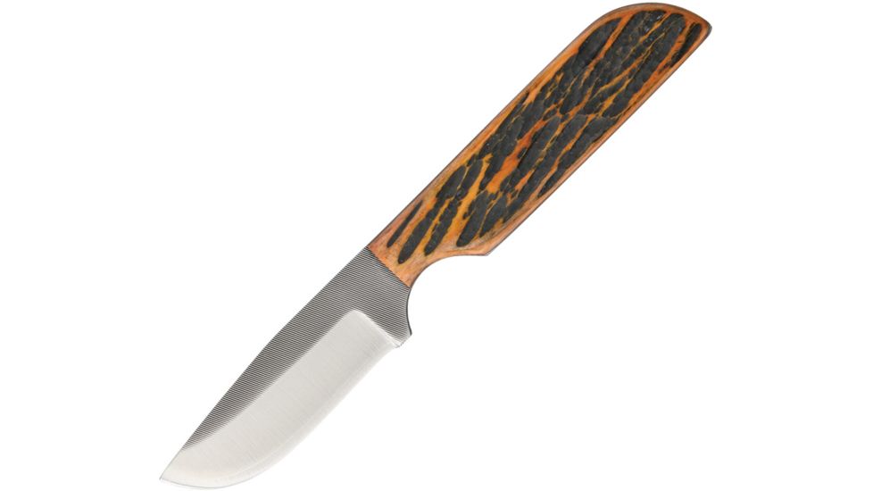 Anza 6.5 Inch Fixed Blade Knife, Amber Bone, Brown Leather Belt Sheath, 2.75 Inch Blade AZWK6AJB