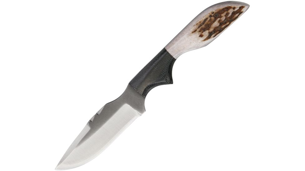 Anza 6.625 Inch Fixed Blade Knife, Elk And Micarta, Brown Leather Belt Sheath AZMSWATE