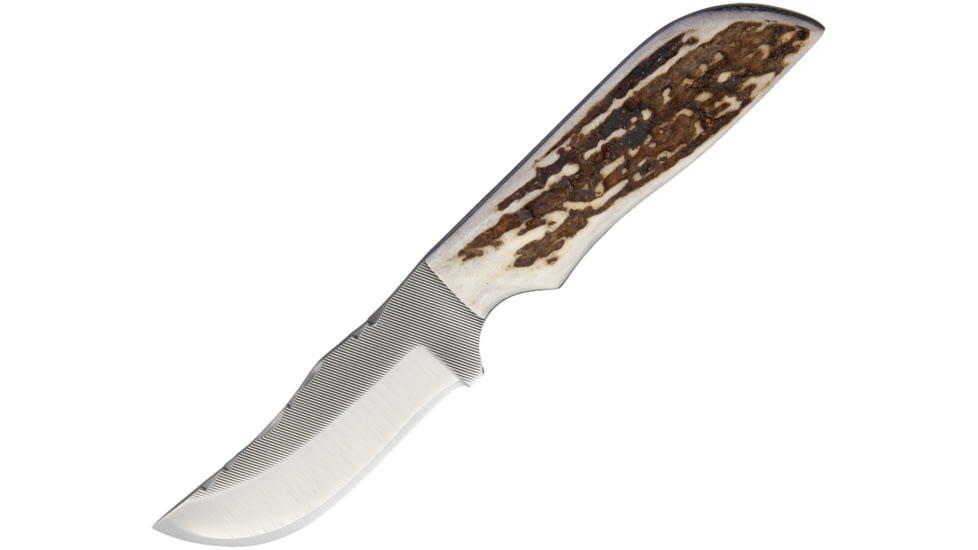 Anza 7.75 Inch Fixed Blade Knife, Elk, Brown Leather Belt Sheath, 3.625 Inch Blade AZMC3FE
