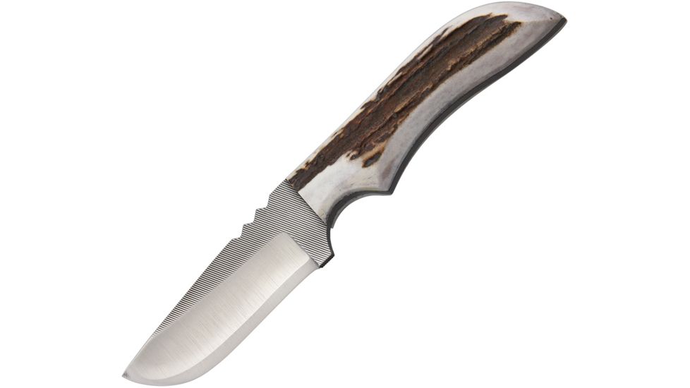 Anza 7.75 Inch Fixed Blade Knife, Elk, Brown Leather Belt Sheath, 4 Inch Blade AZJWK3FE