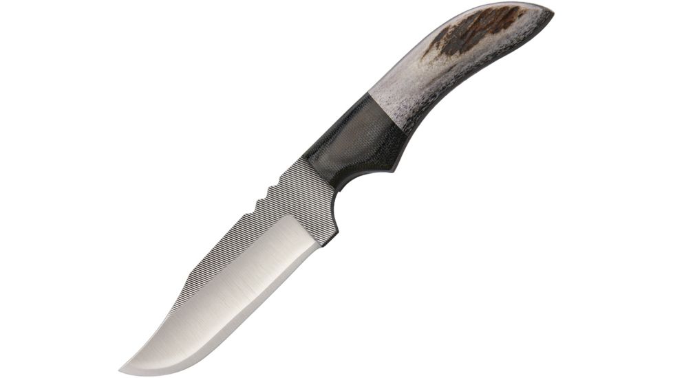 Anza 7.75 Inch Fixed Blade Knife W/ Clip, Elk and Micarta, Brown Leather Belt Sheath AZJWK2E