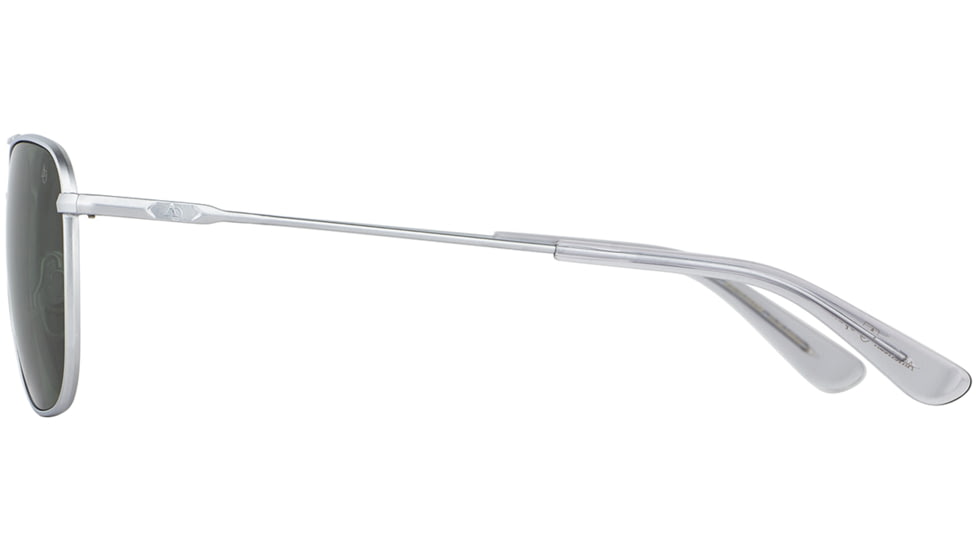AO Original Pilot 4 Sunglasses, Matte Silver Frame, Green Glass Lens, 55-20-145, OP-455STSMGNG