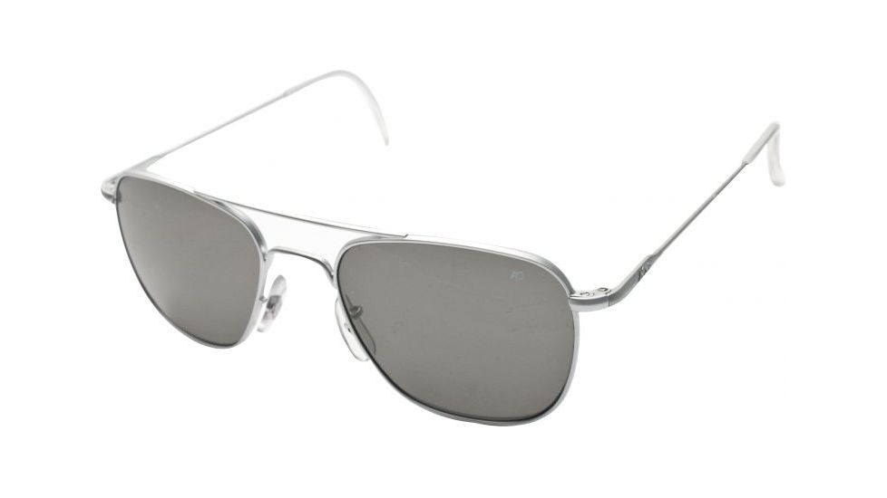 AO Original Pilot Sunglasses, Matte Chrome, Wire Spatula, Gry Glass Lens, 55mm, Polarized MC-TCGPG-WS-55