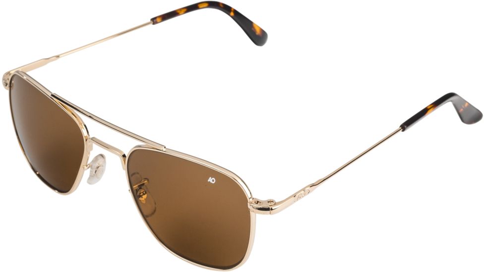 AO Original Pilot Sunglasses, Wire Spatula, Gold Frame, Amber Glass Lens, 52mm, 30161