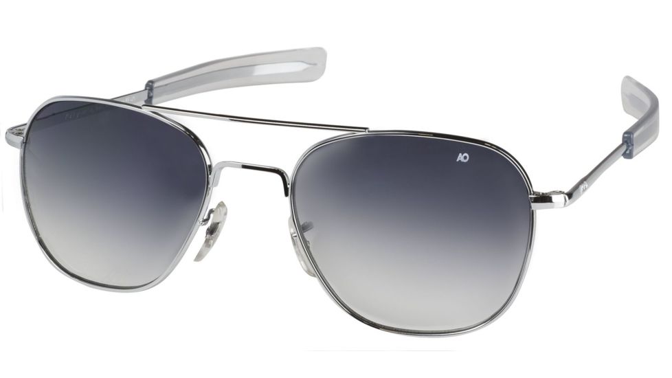 AO Original Pilot Sunglasses, Wire Spatula, Silver Frame, Polycarbonate Gradient Grey Lens, 57mm, 30262
